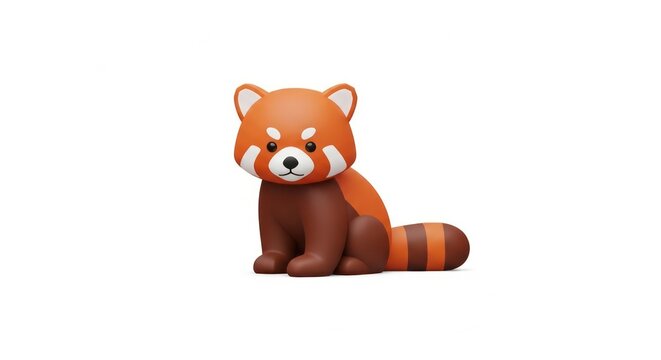 Cute red panda sitting isolated white.