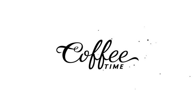 Coffee Time text animation in black, and white. It is great for greetings, banners, reveal videos, etc.