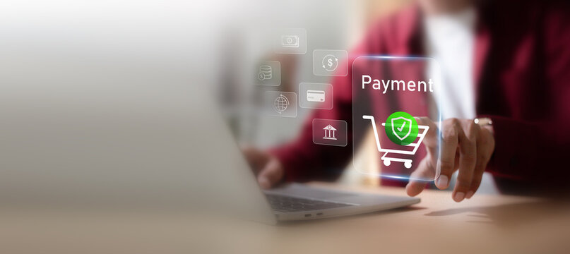 Secure E-commerce Transaction and Digital Wallet Concept.