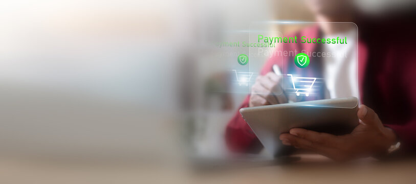 Successful shopping experience with secure mobile banking.