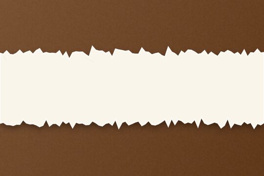 Torn paper border design with white central layer on brown textured back.