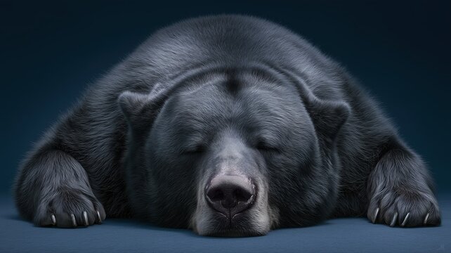 resting bear on a dark background