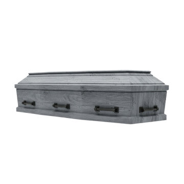 Classic Gray Wooden Funeral Casket with Metal Handles