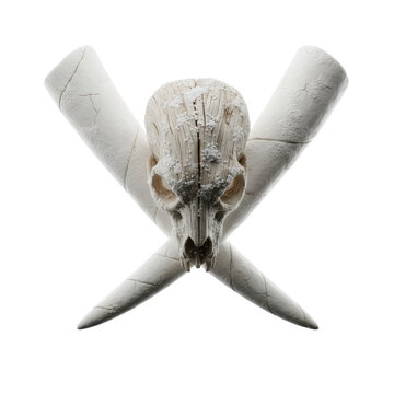 Animal Skull with Crossed Bones Artistic Sculpture