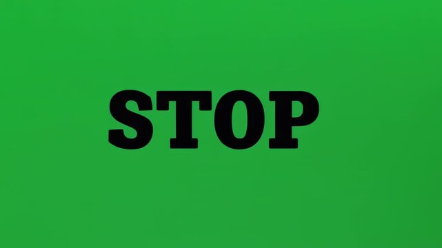 Text Stop Sign in a gradient green background with fading effect