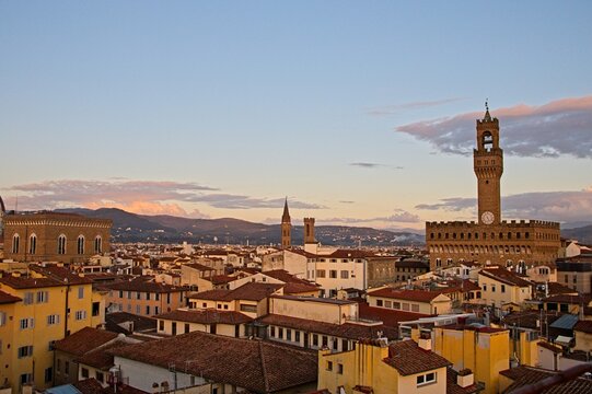 Panorama of Florence Italy at sunset