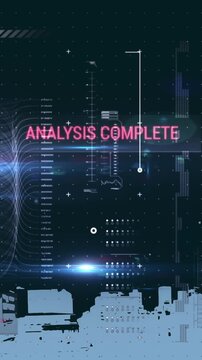 Animation of financial data processing over cityscape