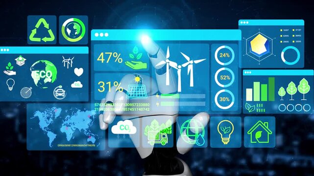 Futuristic Digital Interface Displaying Environmental Data and Renewable Energy Metrics with Robotic Hand Interaction Technology and Graphical Visualizations. Entropy.