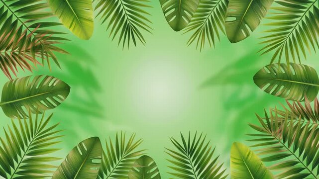 Lush green fern foliage pattern with soft light radiating from center for organic branding and wellness themes
