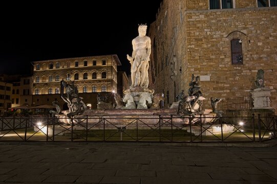 Street view at night in Florence Italy