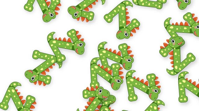 Cartoon Dinosaur Alphabet Letter Z Falling on White Background