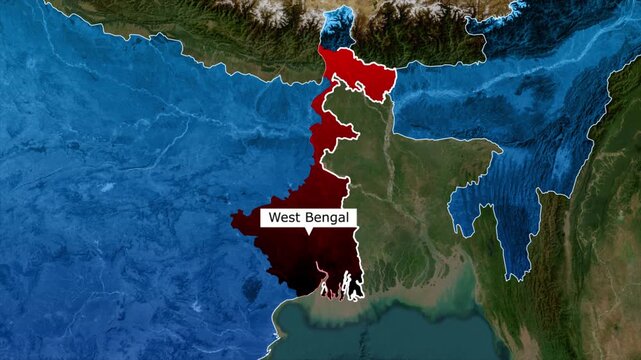 West Bengal Map Highlight, West Bengal Location Map, Indian State Geography Animation, Eastern India Regional Map, West Bengal Territory Map, India State Border Map, Bengal Location Animation