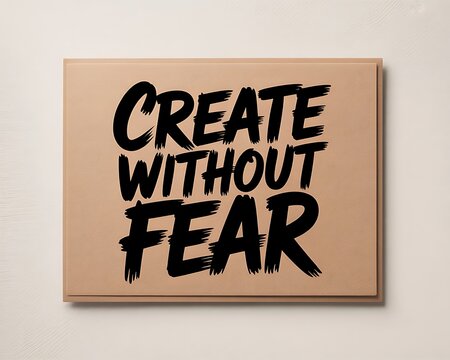 Motivational quote about creativity encouraging people to create without any fear or hesitation