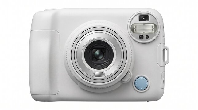 white digital camera instant camera compact camera retro camera vintage camera point shoot camera polaroid style camera cute camera aesthetic camera on transparent background