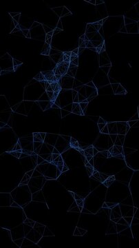 Vertical plexus video background with a network of connecting nodes and lines on a black background, seamless loop