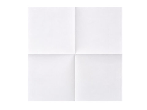 Square paper with creases isolated on transparent background