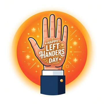 left handers day, happy left handers day, international left handers day, august 13, left hand, hand palm, raised hand, typography banner, vector illustration, hand lettering, left handed, celebration