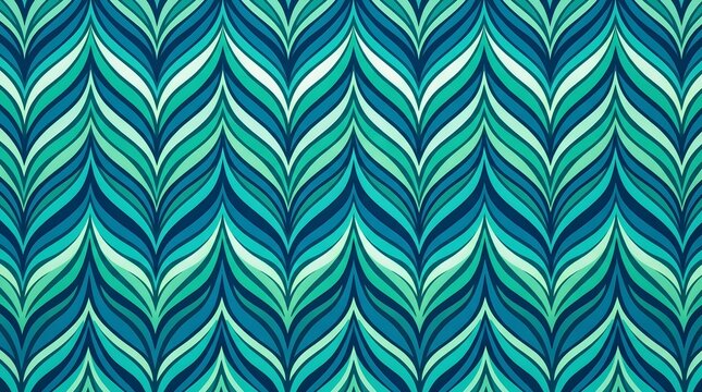 Blue Chevron Wave Pattern Background Abstract Teal Ogee Zigzag Seamless Wallpaper Vector Texture