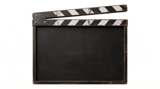 clapperboard movie film director slate cinema action scene take hollywood video media entertainment board wood wooden black white stripes striped props on transparent background