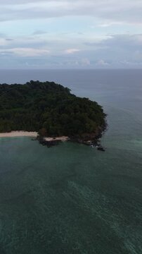 Aerial View of Tropical Island Surrounded by Ocean