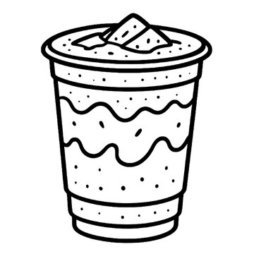 Iced beverage cup vector outline icon isolated on white background
