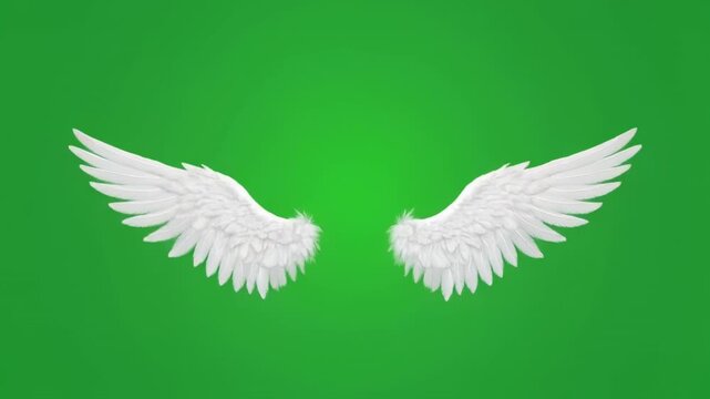 White Angel Wings expanding and contracting in soft green light with subtle bokeh