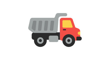 Fototapeta premium Flat vector illustration of a red and gray dump truck on a white background