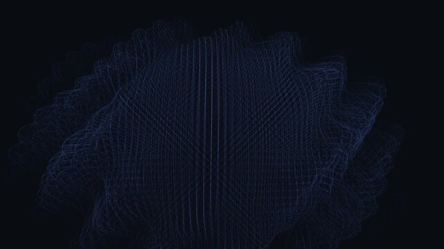 An evolving digital data network seamlessly morphing through stratified lines, depth matrices, and triangulated nodes. Designed with subtle pulsing elements and central space for tech presentations.