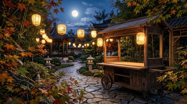 A breathtaking nighttime scene captures the enchanting spirit of china's mid autumn festival illuminated by the soft glow of countless lanterns reflecting