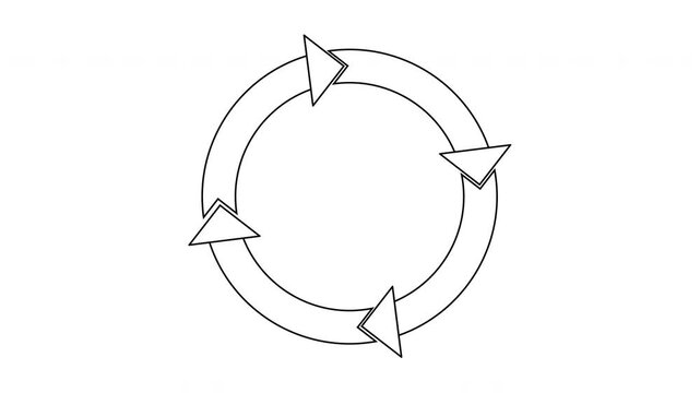 3D grey outline circular arrow loop loading animation concept for business process cycle infographics video illustration