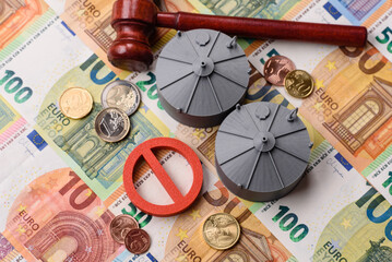 Fototapeta premium A ban, sanctions, or an embargo on oil and liquefied gas supplies to Europe. An oil supply ban