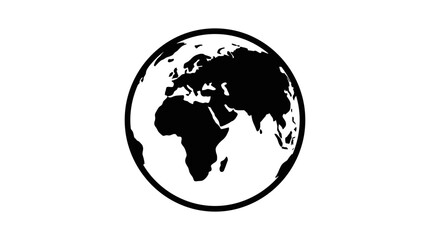 Fototapeta premium Black and white earth globe planet icon.