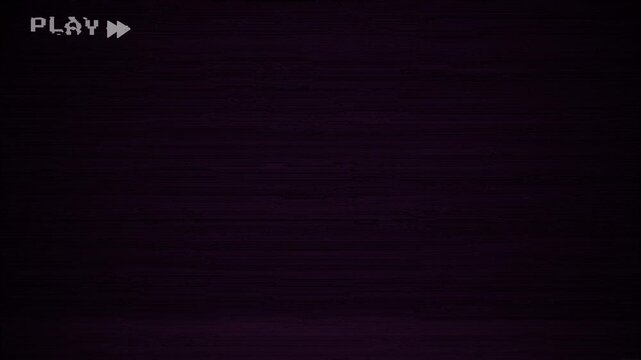 Dark VHS glitch texture with red horizontal noise lines and subtle static grain. Vertical analog tape aesthetic featuring distorted play text and flickering scan lines. 4k video