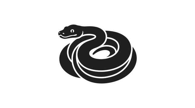 Black coiled snake silhouette on white background.