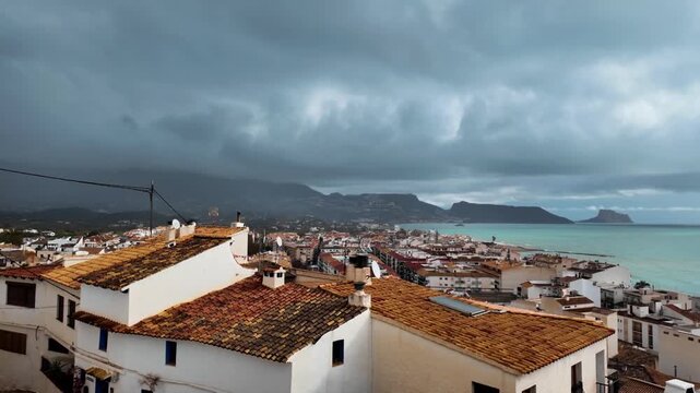 Rooftop view of Altea old town and Mediterranean Sea, Spain