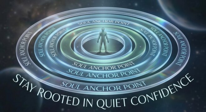 Human figure at the center of glowing concentric rings labeled Soul Anchor Point