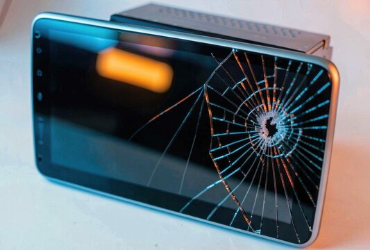 Car touch screen media player with shattered glass display