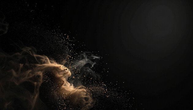 Abstract dark background with particles and smoke effect, modern design for wallpaper or poster