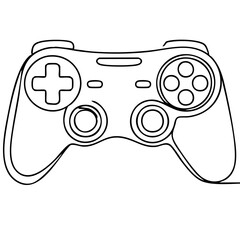 Minimalist Video Game Controller With Dual Analog Sticks D Pad And Continuous Line Art Isolated on a Transparent or White Background © WeblyWork