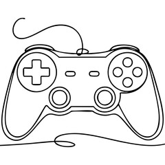 Modern Gamepad Design With Dual Analog Controls Curved Body And Artistic Continuous Outline Isolated on a Transparent or White Background © WeblyWork