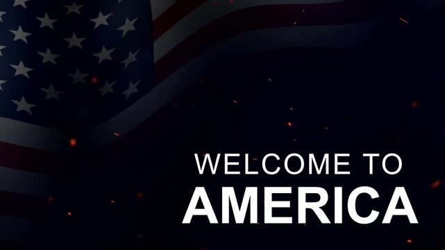Welcome America, American flag background with the word welcome written in white typography for national holidays and patriotism celebrations