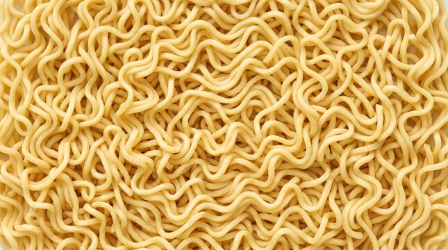 Raw Wavy Ramen Noodles Creating a Dense Field of Thin Curved Strands