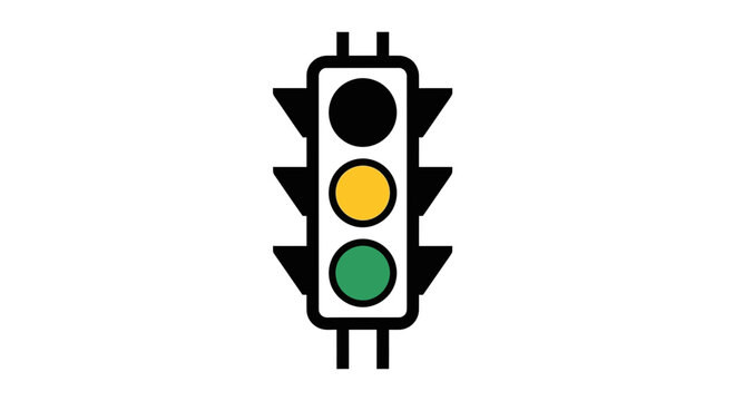 Traffic Light Icon - Red, Yellow, Green Lights Illuminated