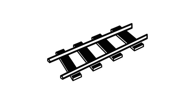 Train Tracks Icon Vector, Railway Line Silhouette, Transportation Symbol