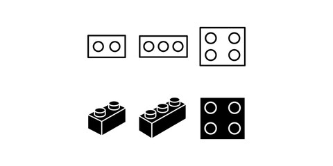 Top view black outline and solid lego blocks various sizes arranged on transparent checkered background design. © Png World Collection