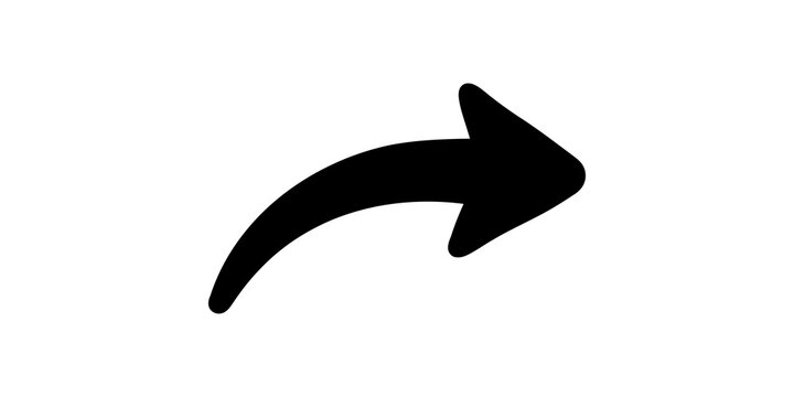 A black curved arrow pointing to the right, signifying share, forward, or reply actions in user interfaces.