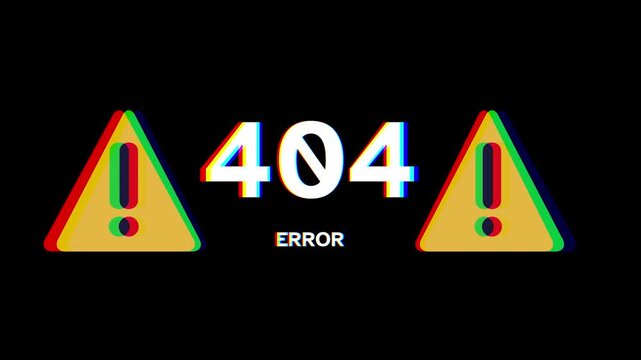 404 Error Page Not Found Glitch Effect with Warning Symbols for Digital Content and Web Design