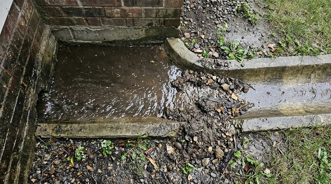 Eroded Ground and Damaged Drainage Channel After Heavy Rainfall