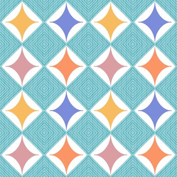 Small Micro Print Retro Mid Century Seamless Pattern with Colorful Starburst Motifs