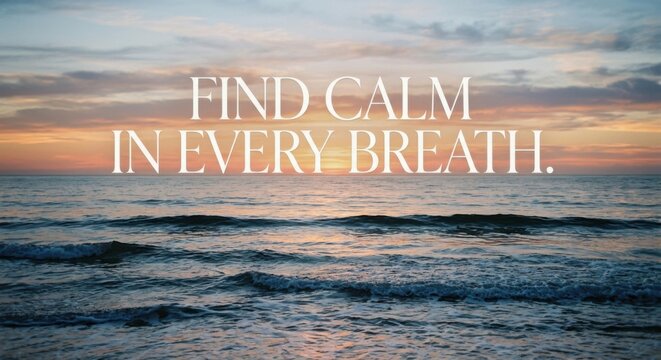 Find Calm In Every Breath: Serene Ocean Horizon with Soft Waves at Sunrise